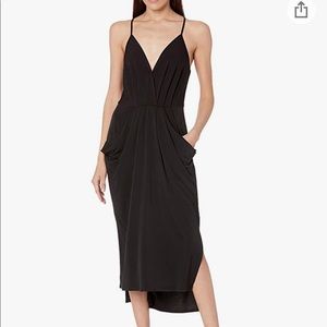 Terracotta color draped dress with pockets